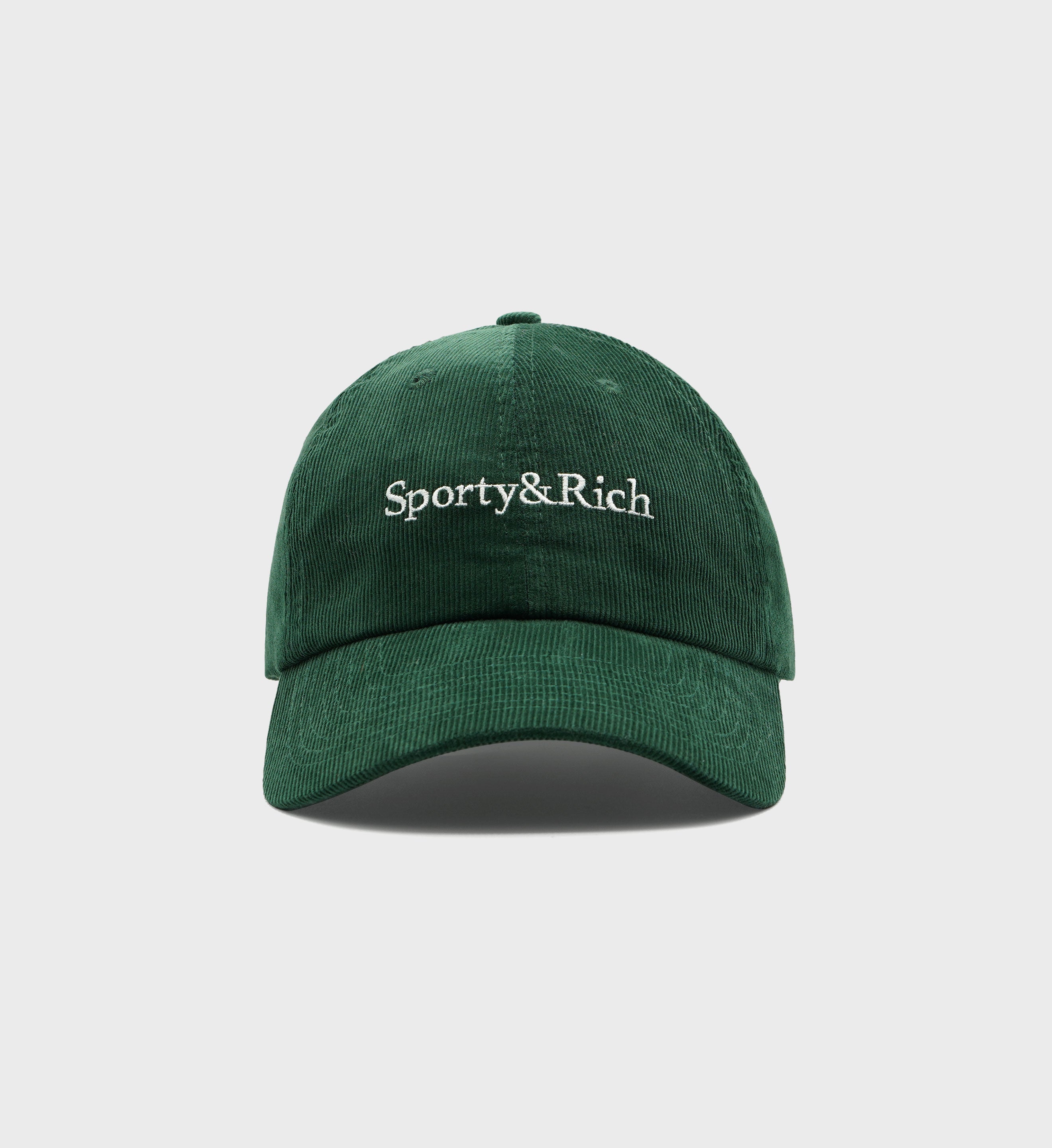 Serif Logo Corduroy Hat - Moss/White – Sporty & Rich