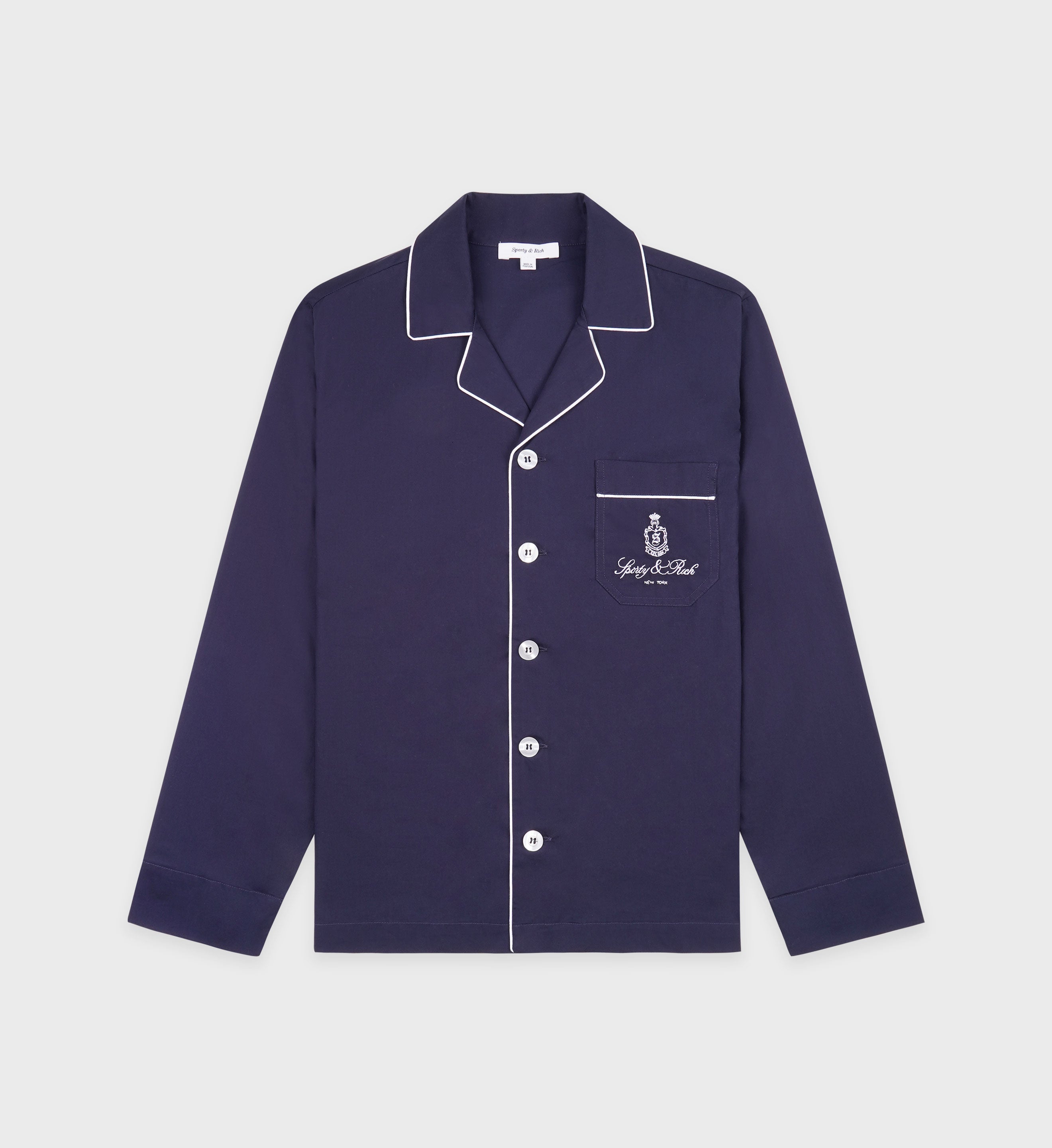 Vendome Pyjama Shirt - Navy/White – Sporty & Rich