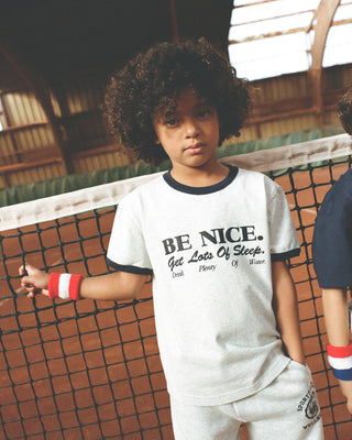 T-shirt Ringer enfant Be Nice - Gris Chiné/Marine