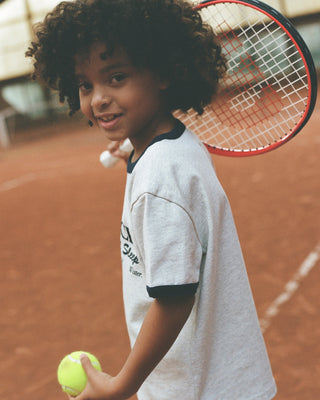 Be Nice Kids Ringer Tee - Heather Gray/Navy