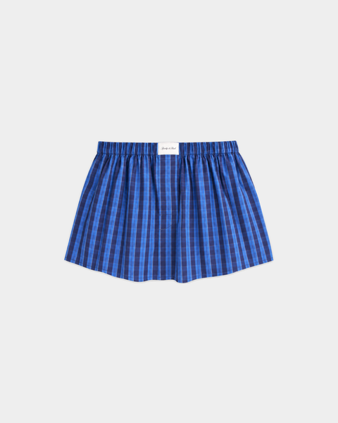Aya Signature Logo Poplin Skirt - Blue Check