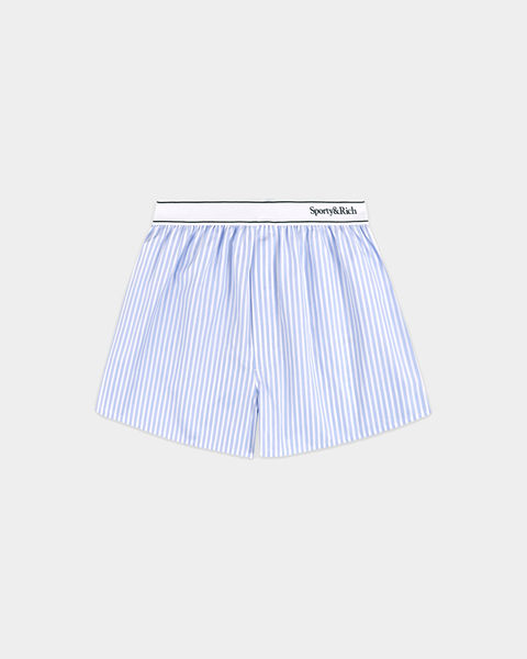 Beth Serif Logo Boxer - Light Blue Striped