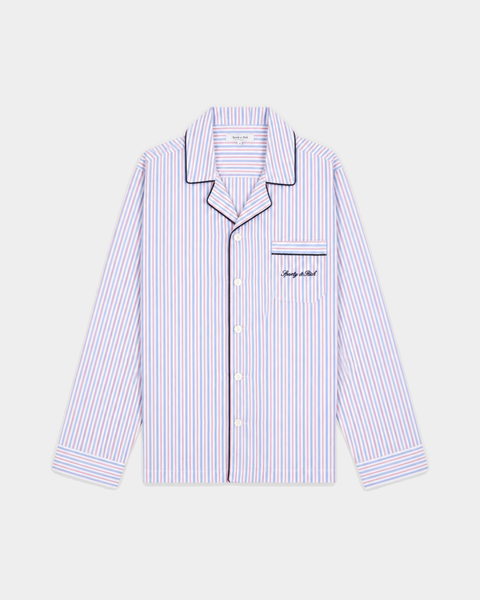 Cardona Signature Logo Pyjama Shirt - Blue White Red Striped
