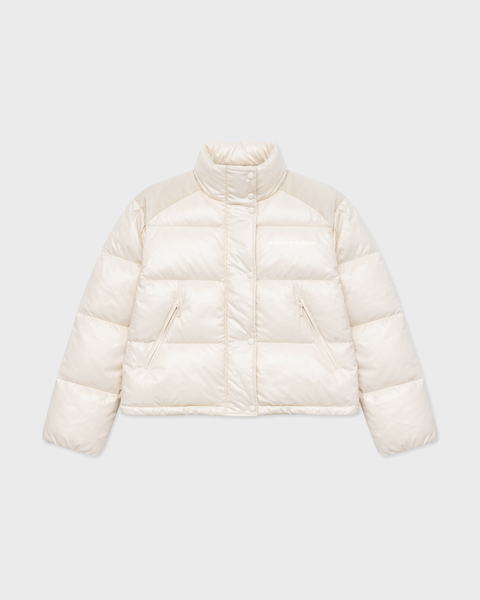 Devan Bold Logo Mountain Puffer - Cream/Beige