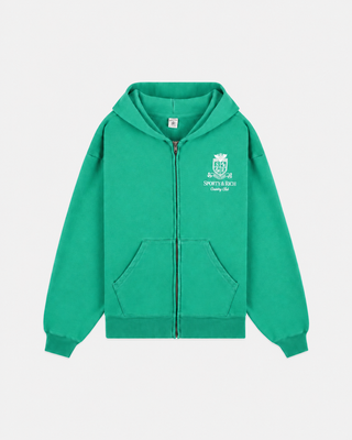 Bright green Eliana SRCC Zip Hoodie - Kelly featuring a white crest logo on the chest.
