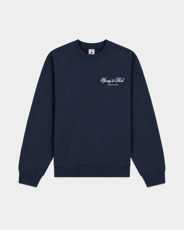 Emmett Club Script Crewneck - Dark Navy