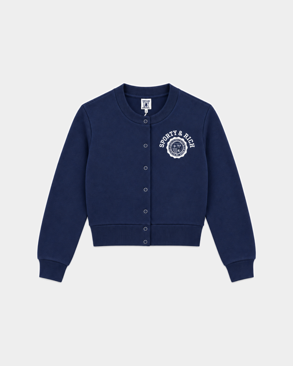 Essia SR Emblem Fleece Cardigan - Dark Navy