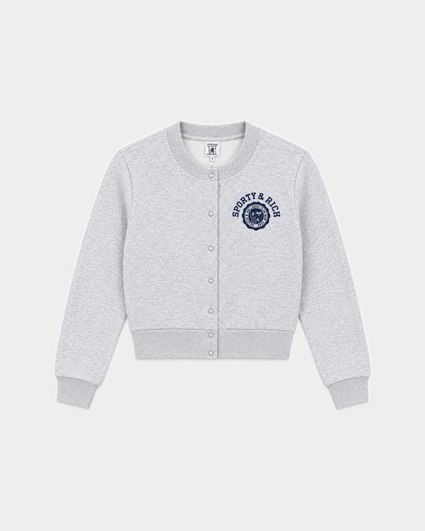 Essia SR Emblem Fleece Cardigan - Heather Gray