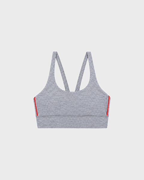 Flor Bold Logo Active Bra - Medium Heather Gray/Rosso