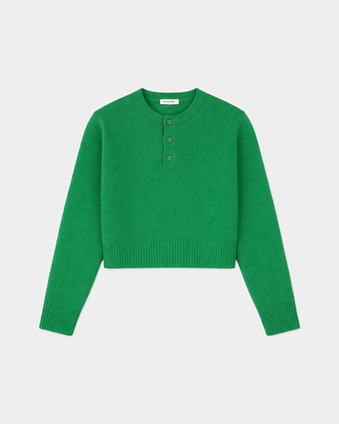 Iba S Logo Cashmere Henley - Kelly