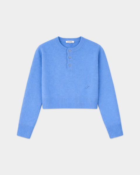 Iba S Logo Cashmere Henley - True Blue