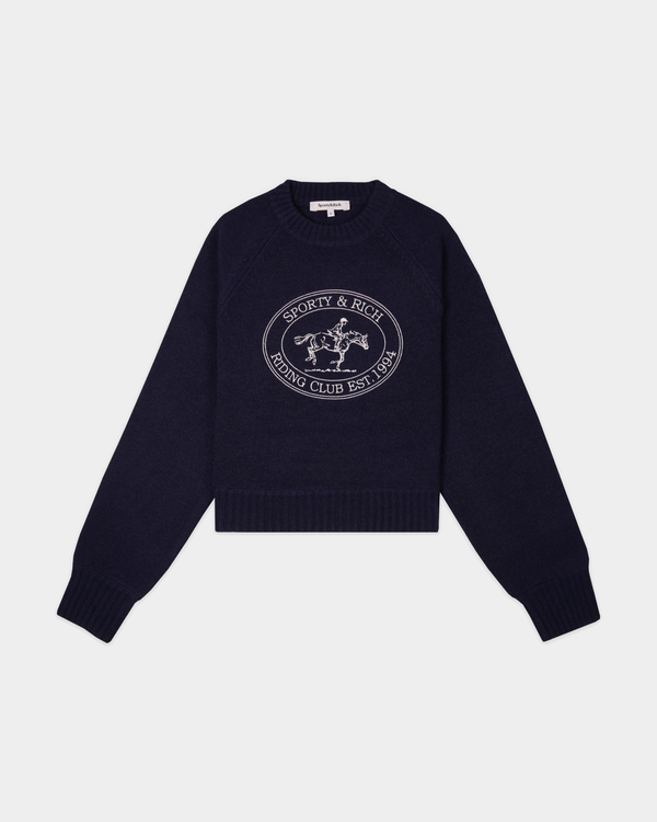Joconde Riding Club Knitted Boxy Sweater - Dark Navy