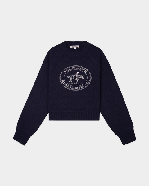 Joconde Riding Club Knitted Boxy Sweater - Dark Navy