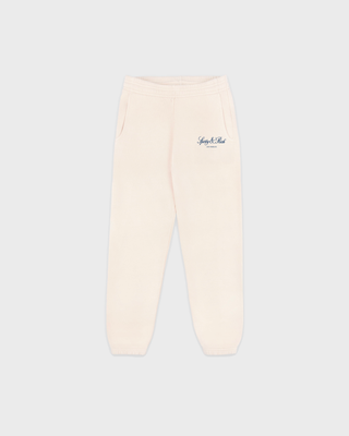 Kais Vendome LA Kids Jogger - Cream cream joggers with navy blue cursive branding on the left.