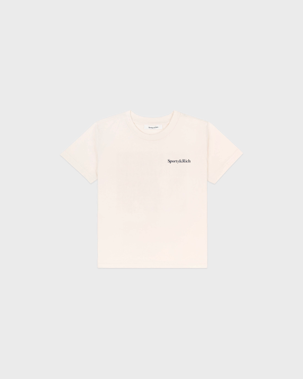 Cream Karen Drink More Water Kids Tshirt with Sporty&Rich text on the chest.