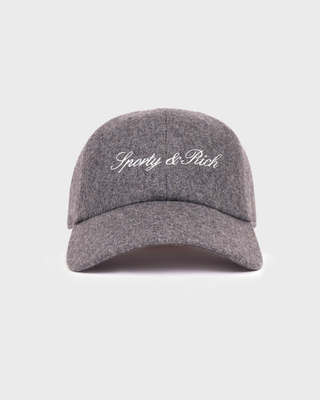 Marcus Signature Logo Wool Hat in medium heather gray, a wool baseball cap with an adjustable fit and white embroidery.