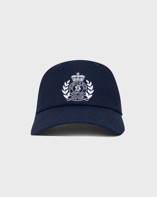 Mimo Ny Crest Kids Hat - Dark Navy, a comfortable baseball cap with a white embroidered crown and laurel emblem.