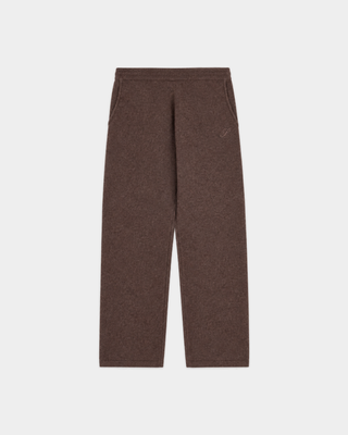 Chocolate Ivana S Logo Cashmere Trousers: dark brown wide-leg knit style with an embroidered hip logo and drawstring.