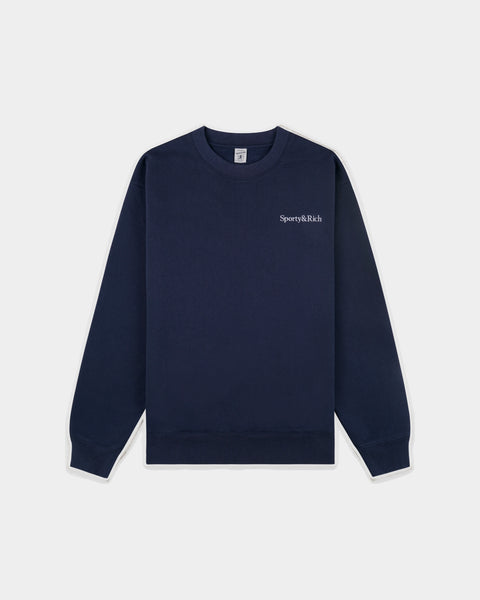 Eeva Serif Logo Embroidered Crewneck - Dark Navy