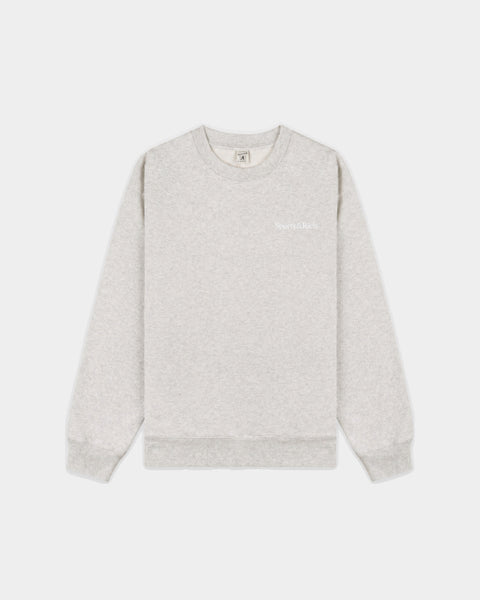 Eeva Serif Logo Embroidered Crewneck - Heather Gray