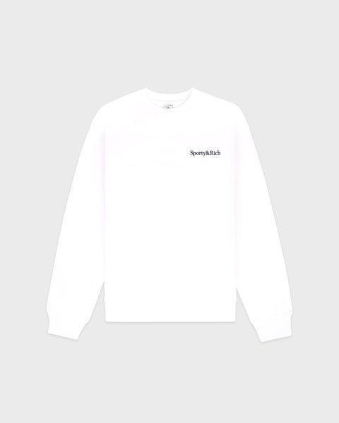 Eeva Serif Logo Embroidered Crewneck - White
