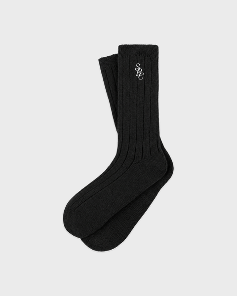 Sole SRC Wide Rib Cashmere Socks - Black
