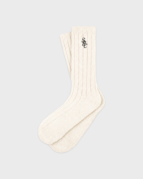 Sole SRC Wide Rib Cashmere Socks - Cream