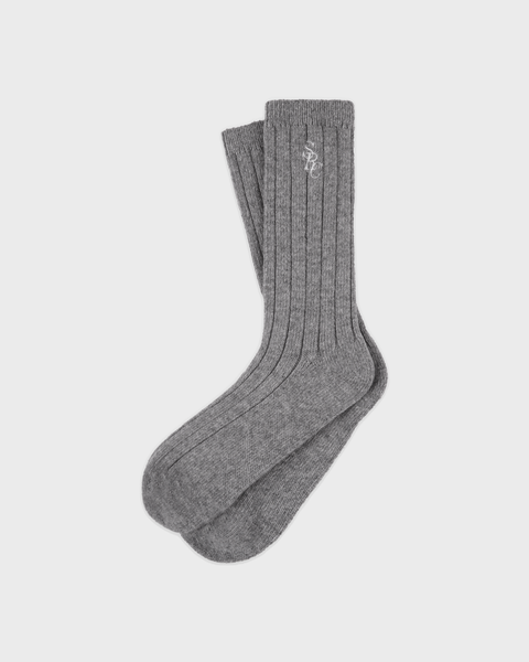 Sole SRC Wide Rib Cashmere Socks - Medium Heather Gray