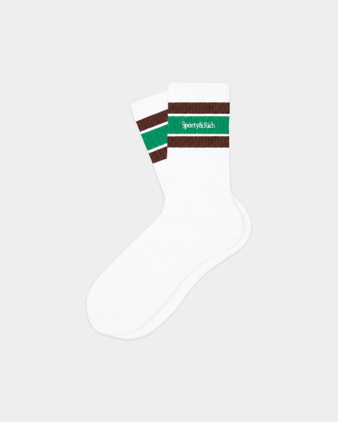 Sue Serif Logo Socks - White/Kelly/Chocolate