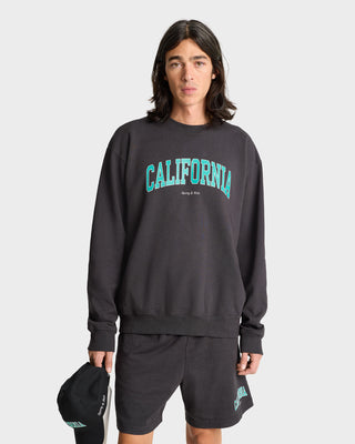 California Crewneck - Faded Black/Spring Green