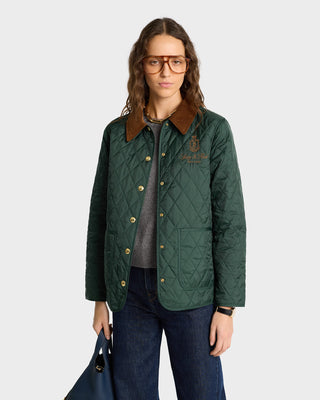 Vendome Nylon Quilted Jacket - Forest/Tan