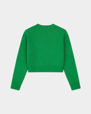 Green Iba S Logo Cashmere Henley - Kelly cropped sweater with a button placket and a ribbed hem.