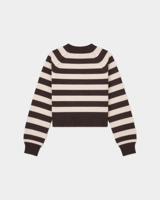 Julietta Striped Knitted Sweater - Chocolate with brown and cream horizontal stripes.