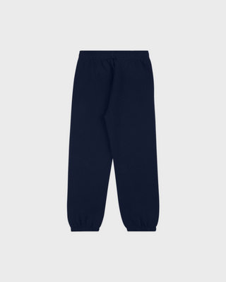 Kais NY Crest Kids Jogger in dark navy cotton polyester with a white crest emblem on the hip.