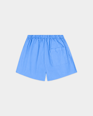 Loly Signature Logo Ring Short - True Blue cotton boxers with an elastic waistband and a three-button front fly.