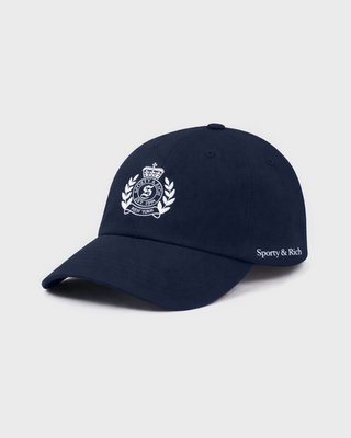 Mimo Ny Crest Kids Hat - Dark Navy, a comfortable baseball cap with a white embroidered crown and laurel emblem.