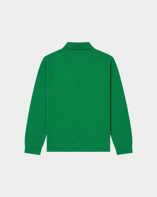 Kelly Perry Riding Club Longsleeve Pique Polo with a chest pocket and a circular logo patch.