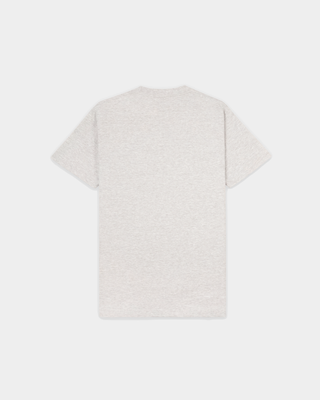 Polly BH Riding Club Essential Tee in heather gray, a slim fit short-sleeve shirt with a navy horseback riding graphic.