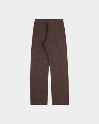 Chocolate Ivana S Logo Cashmere Trousers: dark brown wide-leg knit style with an embroidered hip logo and drawstring.