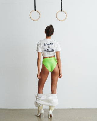 Health Is Wealth T-Shirt - White/Navy