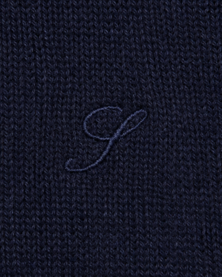 Idali S Logo Cashmere Cardigan in dark navy, crafted from luxurious cashmere with long sleeves, displayed laid flat on a white background.