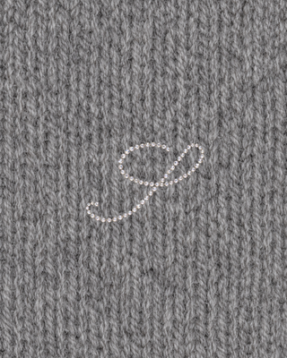 Itzel S Logo Cashmere Sweater in medium heather gray, a long-sleeved crewneck with a small chest logo.