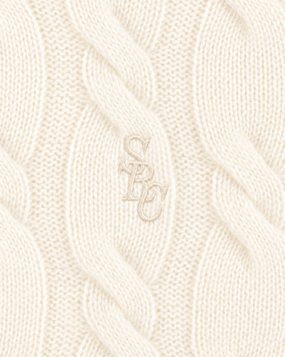 Ivan SRC V-Neck Cashmere Cable Sweater in cream-colored cashmere-wool blend.