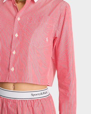 SRC Cropped Shirt - White/Red Stripe