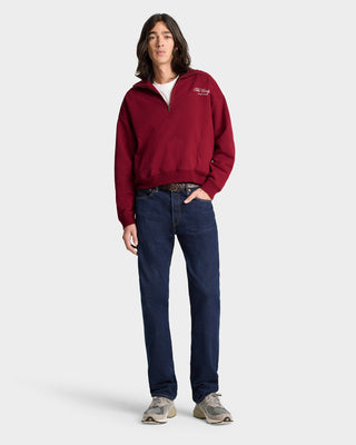 The Carlyle Script Quarter Zip - Merlot/White