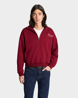 The Carlyle Script Quarter Zip - Merlot/White