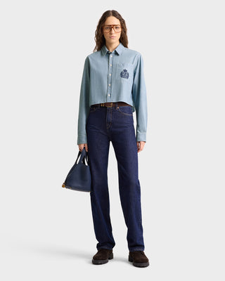 H&W Crest Cropped Shirt - Chambray