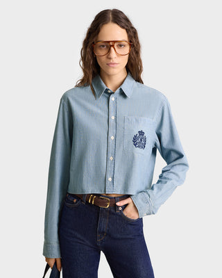 H&W Crest Cropped Shirt - Chambray