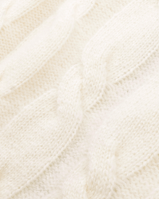 Ivan SRC V-Neck Cashmere Cable Sweater in cream-colored cashmere-wool blend.