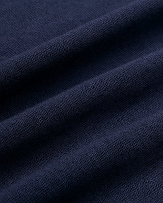 Brianno Serif Logo Embroidered Jogger in Dark Navy, featuring an elastic waistband and cuffs with a small white embroidered logo on the left thigh—a classic jogger inspired by the iconic Sporty & Rich sweatpant.